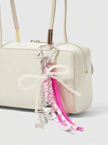 ROMWE Fairycore Handbag Charm Faux Pearl Bow Decor, Minimalist & Fashionable - Multicolor - View 1