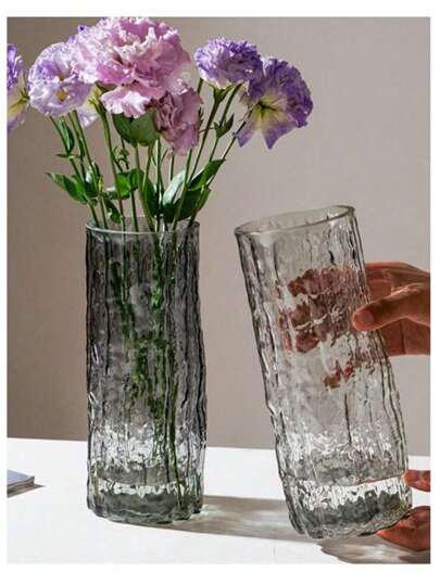 1pc Creative Glacier Glass Vase, Living Room ation, Home/Shop/Office, Ideal Both Fresh Dry Flowers, Can Create Joyful Com Tafel Atmosphere, Great As Dining ation. view 4