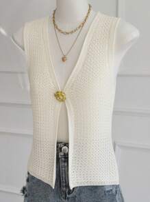 Chiquease Deep V-Neck Sexy Sleeveless Knit Tank Top, New Halter Crop For Women