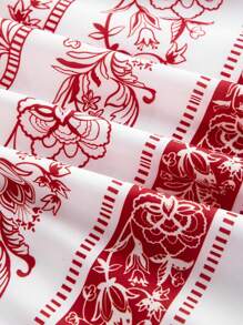 SHEIN MOD Spring And Summer New Plus Size Women's Bohemian Placement Print Loose Vintage Doll Dress, Suitable For Vacation, Country Music Festivals, Afternoon Tea And Other Occasions