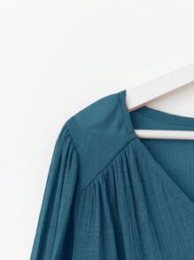 Linhara Koszula w stylu boho w dużym rozmiarze, z 3/4 rękawami i lnianym wyglądem, zapinana na guziki