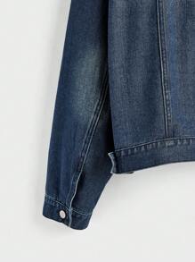 Manfinity Homme 男士休闲长袖单排扣口袋破洞牛仔夹克，秋季 - 淺色水洗藍 - 查看 4