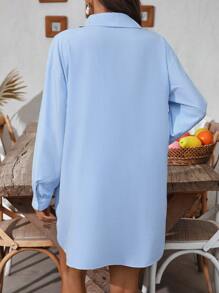 Swim Vcay 女士休闲夏季海滩罩衫，蓝白条纹衬衫款式