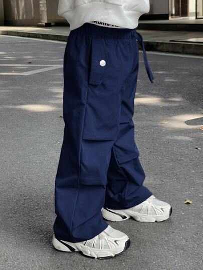 Quần dài dệt trơn lưng thun phong cách Hàn Quốc cho bé trai, thích hợp mặc đi học, đi làm vườn, đi biển, sinh nhật, mùa xuân/hè/thu/đông