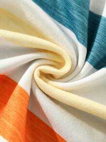 SHEIN 1pc Young Boy's Vacation-Inspired Colorful Striped Print Patched Pocket Tank Top, Loose & Comfortable, Suitable  Or Staying At Home - Blue - View 8