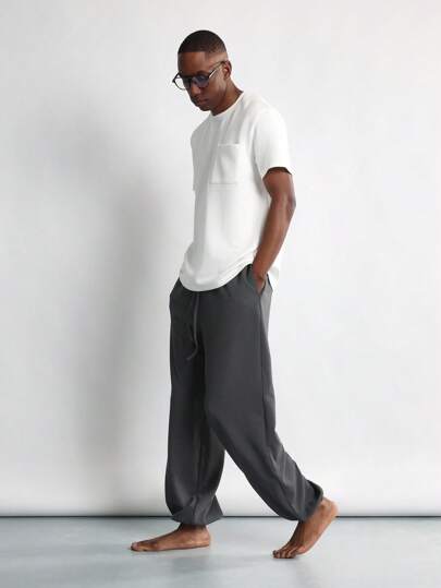 SUMWON Luxury Loungewear Set With Pocket Detail Soft Relaxed Fit Casual Home Athletic Sleep Wear Spring Summer Set