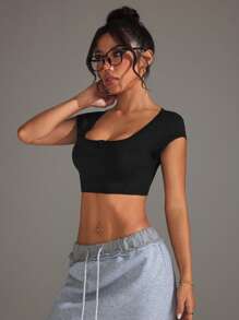 Easithlete Women's Sleeveless Sport Tank Top, Solid Color Minimalist Fashion Suitable For Summer - Black - View 5