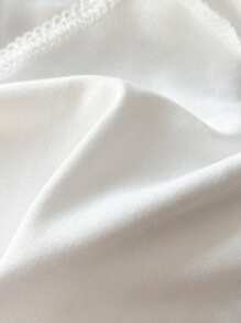 Lunelith SHEIN Lunessa White Rose Floral Lace Trim Fitted Cropped Camisole, Ultra-Soft Comfy Minimalist Elegant Sweet Casual Homewear Daily Versatile Design For Women, Spring & Summer