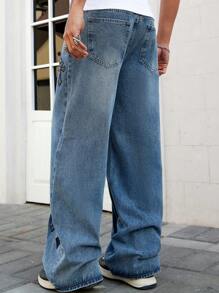 ROMWE MEN Goth Men's Gothic Cross Simple Fashion Jeans Suitable For Summer