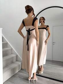 SHEIN Essnce Office Siren Damen Elegantes ärmelloses Kleid mit Farbblock für den Arbeitsweg - Verschiedenfarbig - Übersicht 5