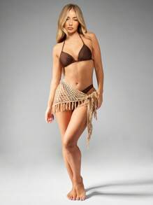 MISSGUIDED Lurex Crochet Tie Side Mini Sarong Skirt