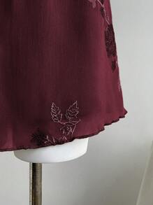 Elamini New Chinese-Style Sexy Sheer Embroidered Green Short A-Line Skirt For Women