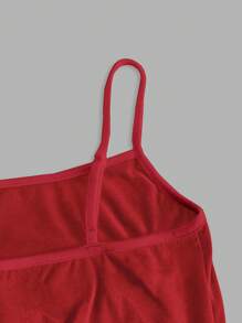 SHEIN EZwear Women's Red Casual Sexy Spaghetti Strap Form-Fitting Tank Top, Suitable For Summer Back To School