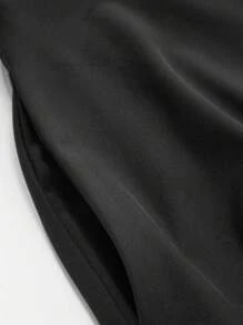 SHEIN LUNE Váy chữ A dệt kim đơn giản, sang trọng, màu trơn, thường ngày, dành cho nữ cỡ lớn - màu đen - Xem 3