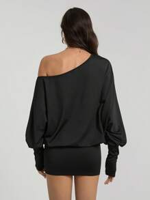 SHEIN Tall 现代音乐节露肩长袖性感紧身迷你女式迷你连衣裙
