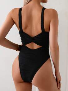 Swim Chiccia Traje de baño de una sola pieza sin costuras, tipo bandeau, blanco, sexy y casual para vacaciones en la playa para mujer
