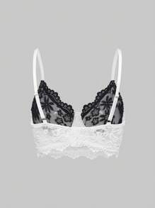ROMWE Goth Style Women's Underwire Lingerie Bra, Single Price Top - Black and White - View 2