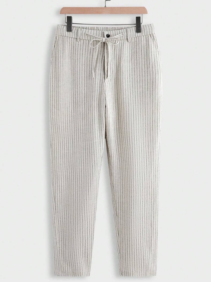 Manfinity VCAY Men's Woven Slim Fit Mid-Rise Straight Leg Casual Pants, Suitable For Everyday Wear - White - View 1