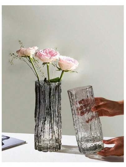 1pc Creative Glacier Glass Vase, Living Room ation, Home/Shop/Office, Ideal Both Fresh Dry Flowers, Can Create Joyful Com Tafel Atmosphere, Great As Dining ation.