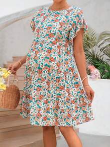 SHEIN Maternity Floral All-Over Print Dress
