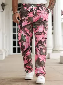 Manfinity Roghcode Men's Minimalist Digital Camo Cargo Pants, Fashionable For Summer - Pink - View 3