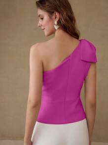 MOTF PREMIUM BLUSA CON CIERRE DE CREMALLERA Y DETALLE DE LAZO - Rosa Fucsia - Ver 3