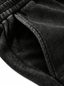 ROMWE MEN Street Life Men Grunge Basic Washed Distressed Casual Shorts - Black - View 5