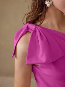 MOTF PREMIUM BLUSA CON CIERRE DE CREMALLERA Y DETALLE DE LAZO - Rosa Fucsia - Ver 2