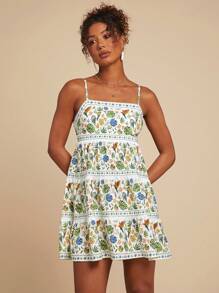 Travachic Woven Printed Spaghetti Strap Women Mini Dress,Sun Dress - Multicolor - View 6