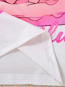 SHEIN Tween Girl Vacation Casual Cartoon Mermaid Print T-Shirt - White - View 9