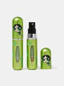 THE POWERPUFF GIRLS X SHEIN 1pc 5ml/0.2oz Cartoon Pattern Printing Spray Bottle, Bottom Fillable For Liquids, Can Be Used To Hold Perfume, Skincare Water, And Other Liquid Products, Compact Body For Easy Portability, Buttercup,Heart,Friendship