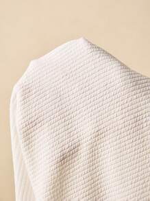 Poéselle 前紐扣條紋針織T恤 - 白色 - 查看 6