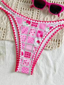 SHEIN Swim Bikini de dos piezas para vacaciones, elegante y sexy con doble tirante para mujer