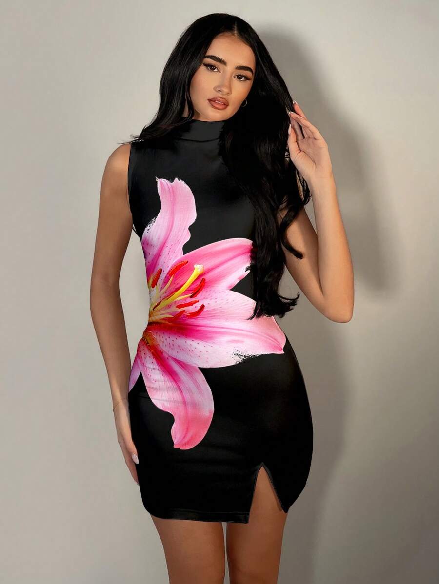 SHEIN BAE Women's Casual Minimalist Split Hem Mini Dress - White - View 1