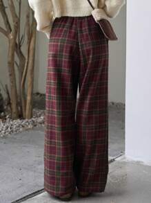 FRIFUL 女式拉绒直筒休闲裤（格纹） - 彩色 - 查看 4