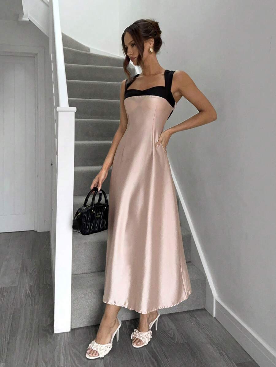SHEIN Essnce Office Siren Damen Elegantes ärmelloses Kleid mit Farbblock für den Arbeitsweg - Verschiedenfarbig - Übersicht 1