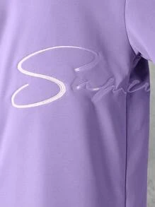 SUMWON Premium Oversized Co-Ord Set Summer Tracksuit Loungewear Two-Piece Athletic Street Style Urban Casual Comfort Set Spring Training Athletic Leisure Outfit - Purple - View 3