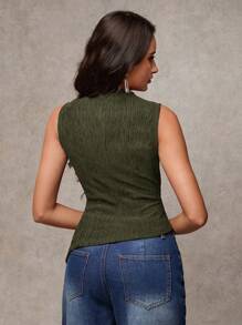 SHEIN BAE 女士褶皱纯色吊带背心，春夏度假海滩