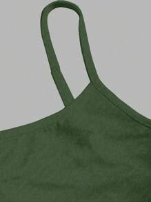 Sweetra Women's Fitted Slim Fit Layering Sleeveless Green Camisole Top Y2K