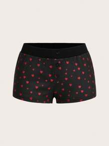 Sweetina Heart Design Polka Dot Print Low Waist Super Short Leggings - Black - View 1