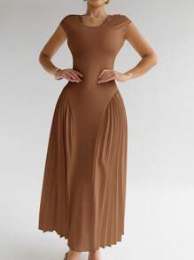 Firerie Women Pleated Bodycon A-Line Dress, Elegant