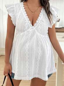 SHEIN Maternity Plain Sleeveless Casual T-Shirt, Minimalist And Fashionable For Daily Wear