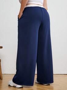 SHEIN Tall CURVE Pantalón de chándal de color liso para talla grande, de moda para el verano