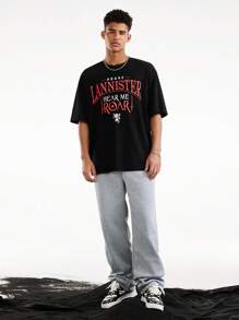 Game of Thrones X SHEIN Men's Letter Graphic Round Neck Short Sleeve T-Shirt - Multicolor - View 8