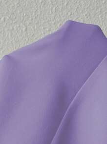 Chiquease Áo khoác vest đi làm đơn giản màu trơn - Màu tím hoa cà - Xem 4