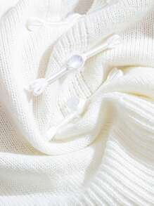 SHEIN Unity Blusa de punto elegante para mujer de unicolor con cuello halter y espalda descubierta con botones - Blanco - Ver 3
