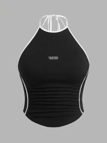 SHEIN ICON Plus Size 2pcs Color Block Striped Side Tie Halter Y2k Top (Pack Of 2) - Multicolor - View 5