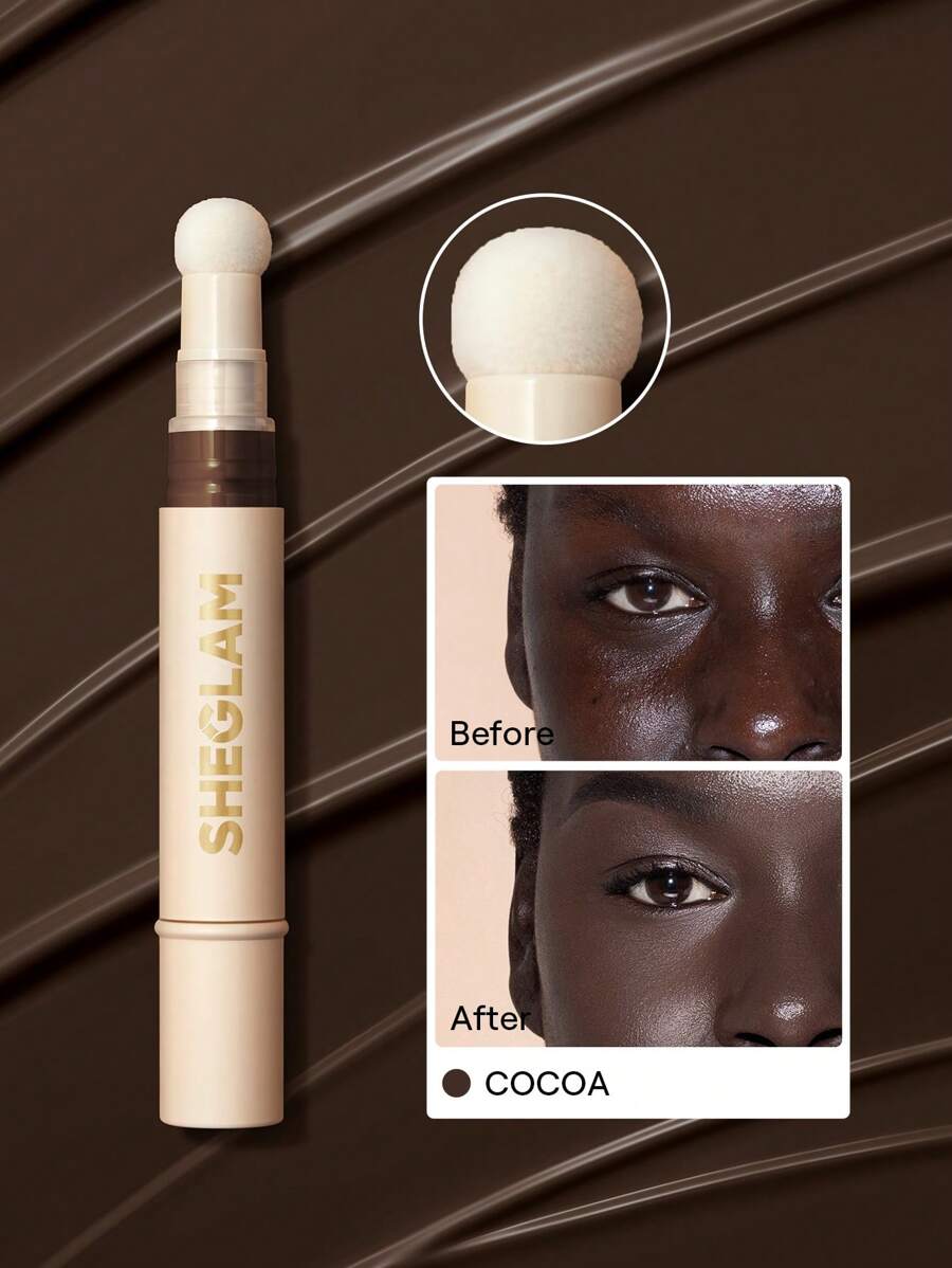 SHEGLAM Complexion Boost Concealer-Cocoa Sponge-Head Applicator Matte Liquid Concealer Long Lasting Brightening Color Corrector Weightless All-Day Long Lasting Hydrating Concealer Brand Beauty Makeup Face Paint Cosmetic For Women Girls Perfect For Spring Summer Ideal For Y2K Fancy Fashion Suitable For Birthday Mother'S Day Gift Rave Party Ready Best Color - Cocoa - View 1