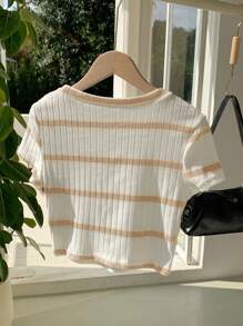 Comfortcana Women Ribbed Ribbed T-Shirt, Minimalist Fashion, Suitable For Summer