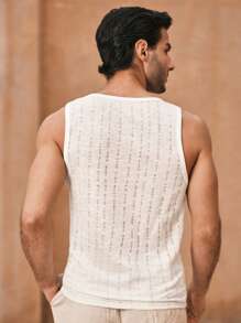 Manfinity VCAY Men's Slim Fit Crew Neck Sleeveless Knit Casual Top, Suitable For Summer - Apricot - View 2